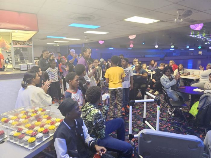 Youth celebration with friends and family at the skating rink